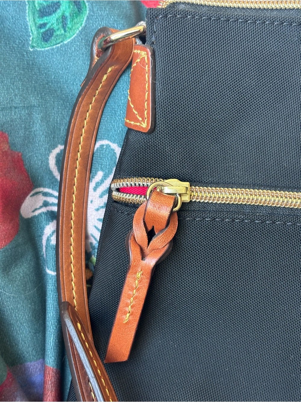 Dooney & Bourke Black Crossbody with Brown Leather Trim - Picture 4 of 6